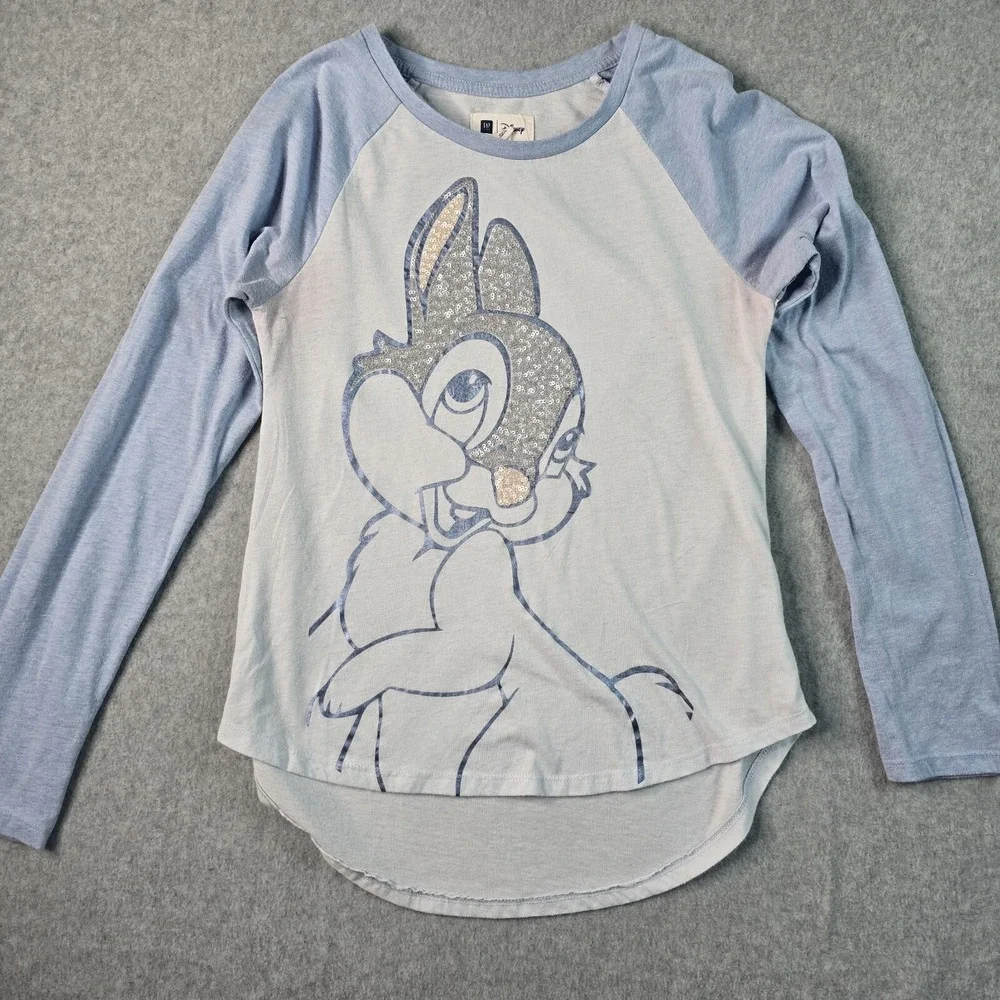 Gap Kids Disney Thumper Pajama Set XL 12 Blue Gray Sequin Glitter Bambi Coquette